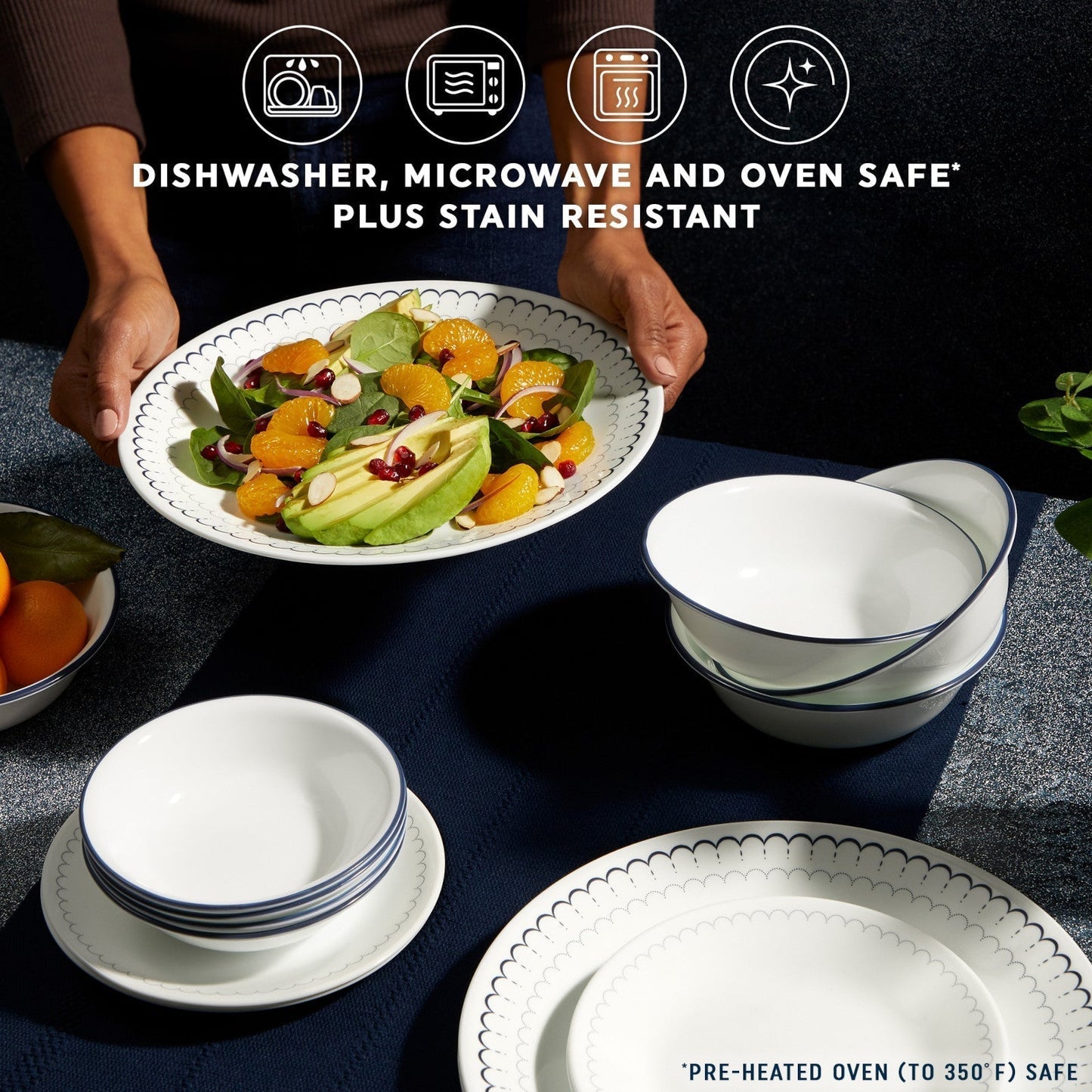 Corelle® Caspian Lace 66-piece Dinnerware Set, Service for 12