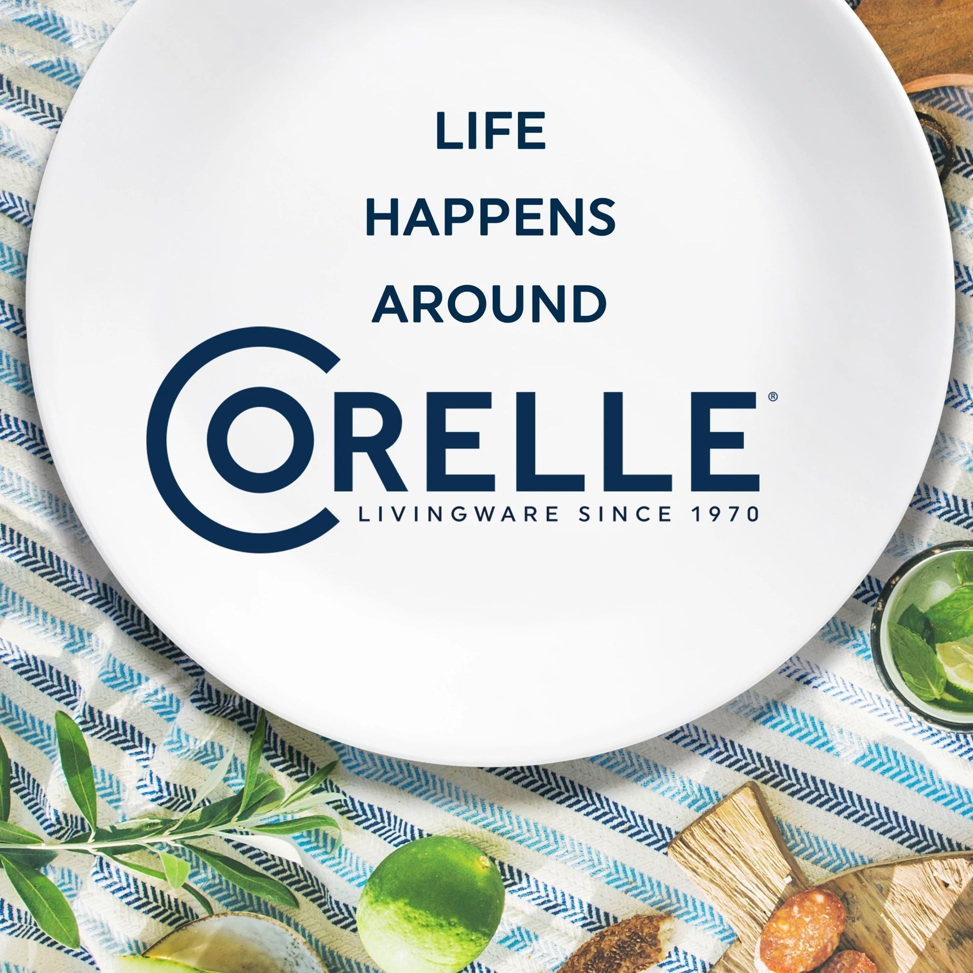Corelle® Square Simple Sketch 18-piece Dinnerware Set, Service for 6