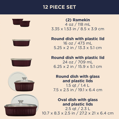 CorningWare® French Colors 12-piece Bakeware Set, Cabernet